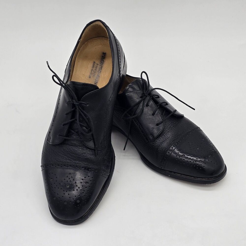 Pronto Uomo Firenze Italian Men's Oxford Dress Shoes SZ 10 Black Leather 4393-02